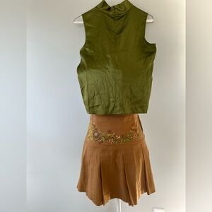Brown Mini skirt decorative